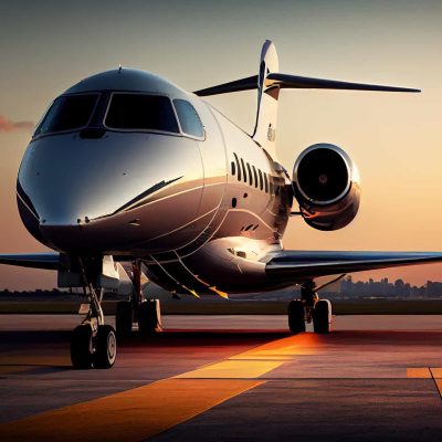 airplane-taking-off-sunset-scene-generative-ai