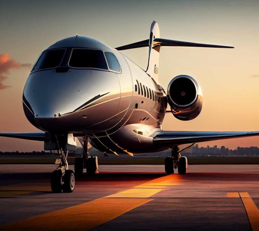 airplane-taking-off-sunset-scene-generative-ai